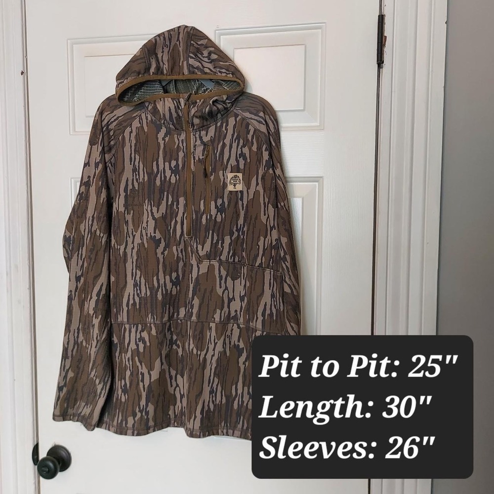 Mossy Oak Woodsman Series Camo Quarter Zip Hoodie Jacket Mens XL Bottomland